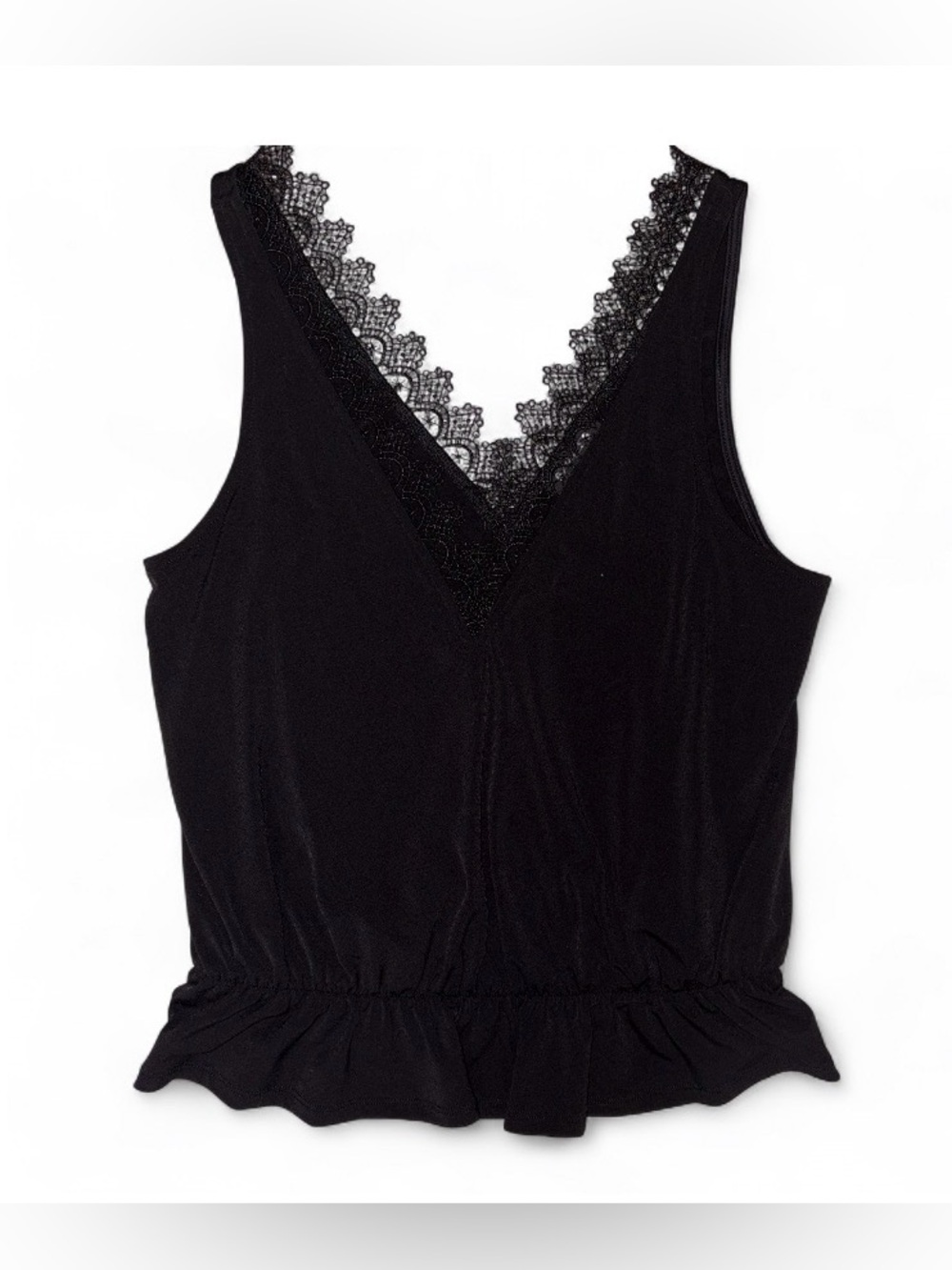 Express Black Lace-Trim V-Neck Tank